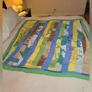 Authentic Large 100% Silk Hermes Scarf “Le Monde Est Vaste”